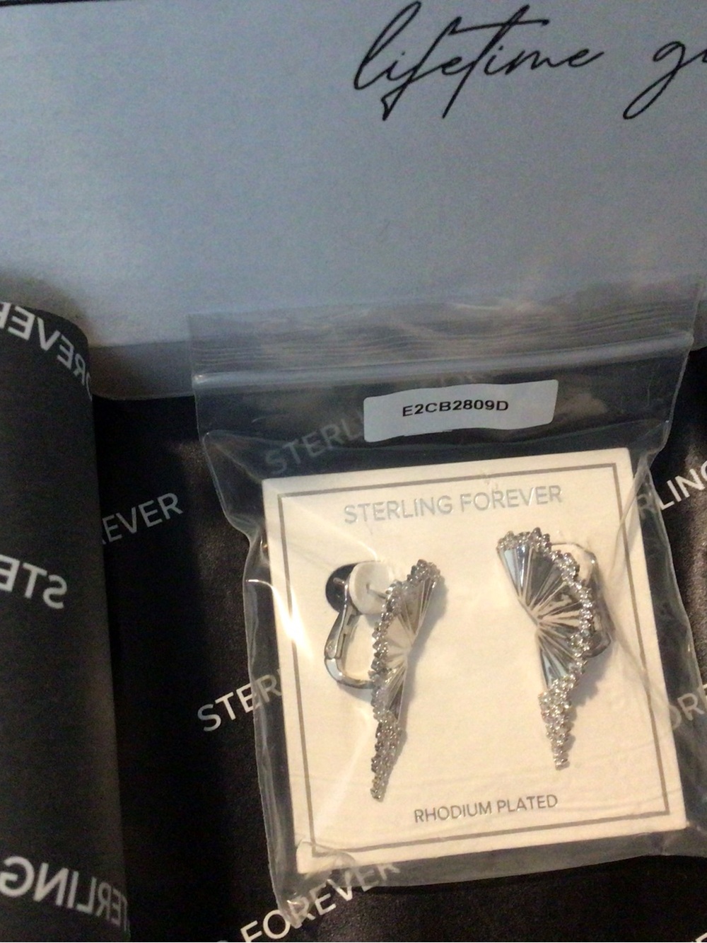 Sterling Forever Rhodium Plated Silver Fan Drop Earrings - Silver